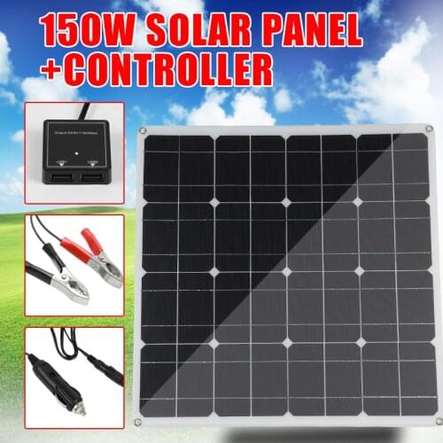 150W Dual USB Output Solar Panel Cells Solar Panel Mono with 10/20/30/40/50A Controller for Car Yacht 18V Battery Boat Charger