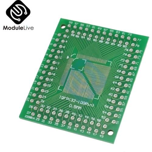 2PCS QFP/TQFP/LQFP/FQFP 32/44/64/80/100 To DIP Adapter PCB Board Converter Diy