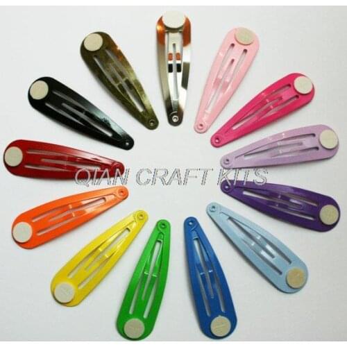 120pcs 2" Hair Snap Clip Barrette Findings With Glue Pad Mixed Colors 50mm Candy Color Baby Girls Hairpin baby Clips