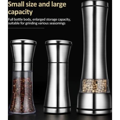 3 Size Stainless Steel Mill Glass Body Spice Salt and Pepper Grinder Kitchen Accessories Cooking Tool
