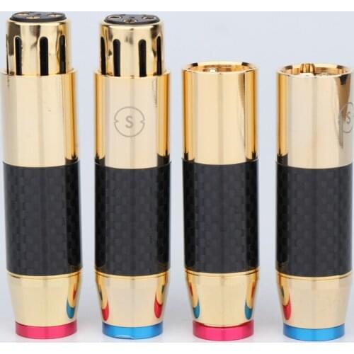 4Pcs hi-end Carbon Fiber 24K gold plated XLR plug connector plug hifi audio interconnect cable connector