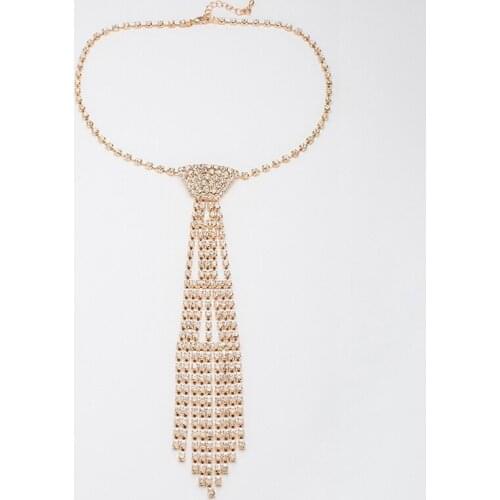 YFJEWE Bride Rhinestone Tie Accessories Wedding Jewellery Statement Necklace for Gift N340