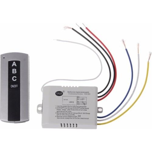Wireless 3 Channel ON/OFF Lamp Remote Control Switch Receiver Transmitter
