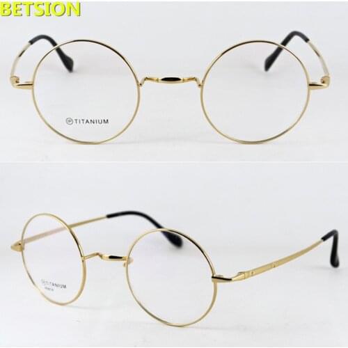 Luxury Titanium 44mm Vintage Round Eyeglass Frame Man Women Spectacles Glass