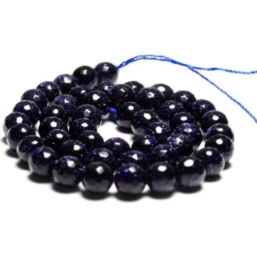Wholesale AAA+ Faceted Natural Blue Sand Stone Beads For Jewelry Making Bracelet DIY Material 4/ 6/8/10/12 mm Strand 15.5