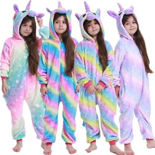 Children Kigurumi Unicorn Pajamas Kids Baby Animal Overalls Jumpsuit Onesie Panda Pajama Sleepwear Girls Cosplay Pyjama Pijamas