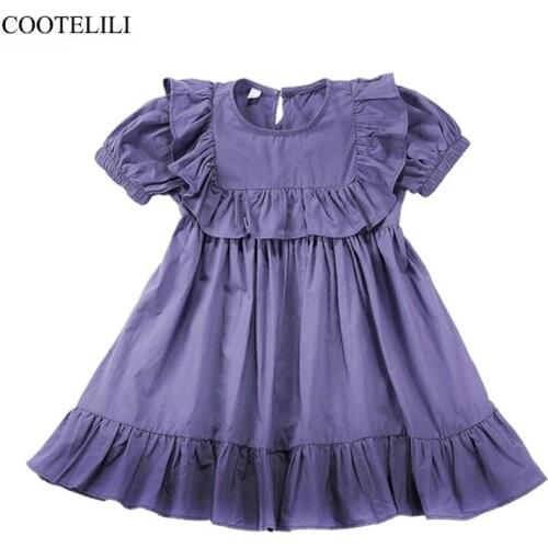 COOTELILI Summer Kid Girls Dress Sweet Children Party Suits Fashion Princess Girls Dress Purple Costume Children Clothing