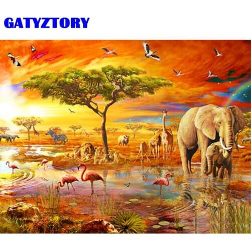 GATYZTORY 60x75cm Framed Animal Painting By Numbers Kits HandPainted Oil Picture Drawing On Canvas Home Decoration DIY Gift