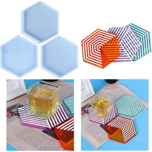 Geometric Stripes Coaster Epoxy Resin Mold Cup Mat Casting Silicone Mould DIY Crafts Home Decoration Making Tools