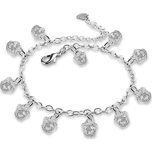 Classic fashion womens silver anklet high quality crown ankle bracelet beach cool sandal accessories Party jewelry