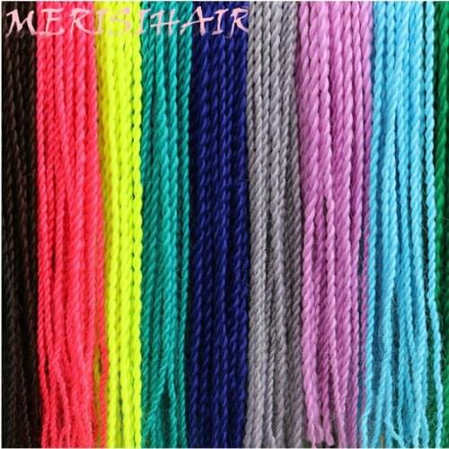 MERISIHAIR Ombre Senegalese Twist Crochet Hair Extensions Synthetic Crochet Braids Grey Blonde Colors 30 Roots