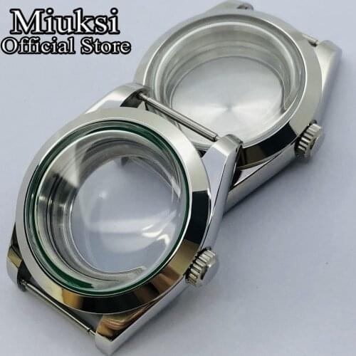 Miuksi 40mm sapphire glass date window watch case fit NH35 NH36 ETA2836 Miyota8205/8215/821A/82series Mingzhu 2813/3804 movement