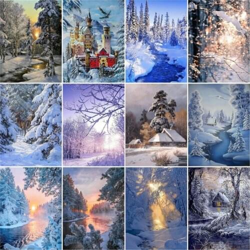 MomoArt Diamond Painting Cross Stitch Winter Handmade Gift Full Square Picture Rhinestones Diamond Mosaic Home Decor