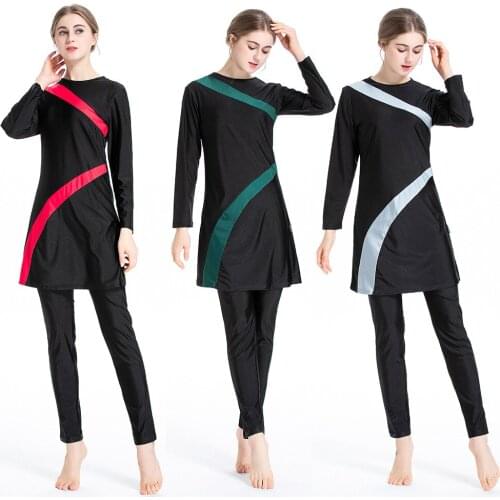 Muslim conservative swimsuit Bikini Bathing suit three piece sports Suit Swimsuit suit
