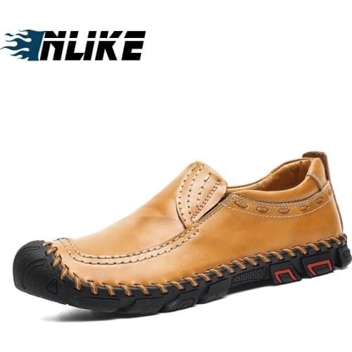 Men Plus Size High Quality Men Casual Shoes Fashion Genuine Leather Breathable Flats