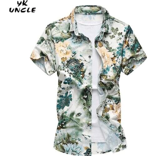 YK UNCLE Brand 2017 Summer Mercerized Cotton Shirts Men New Casual Shirt Short Sleeve Slim Fit Male Shirts Collection M-7XL Size