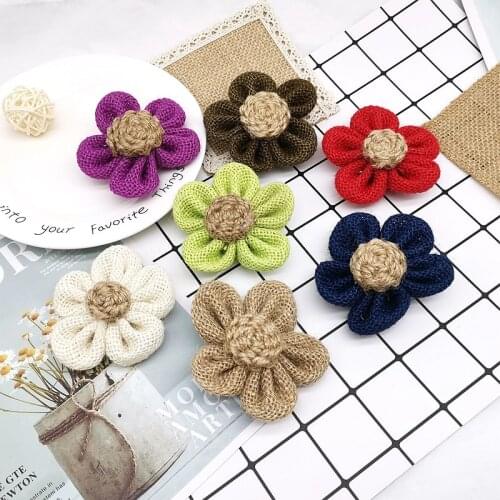 Natural Burlap Flowers Christmas Wedding Birthday Party Decoration Chic DIY Craft Rustic Jute Linen Flowers Home Decor Supplies