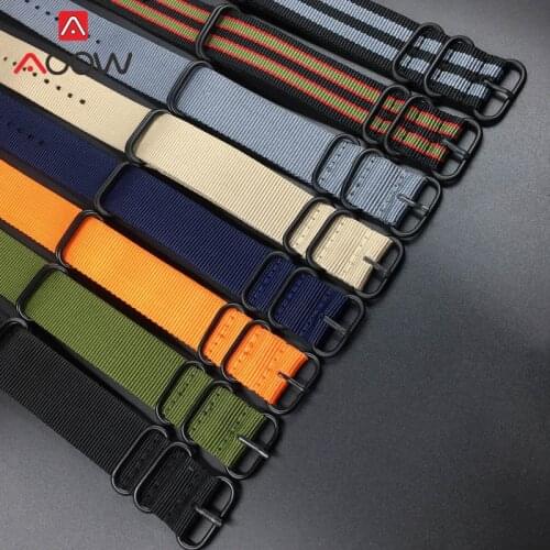 18mm 20mm 22mm 24mm NATO Nylon Strap Canvas Zulu Watchband Black Buckle Men Replacement Band Bracelet Belt Watch Accessories