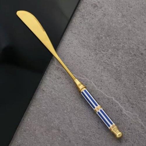 Kitchen Dinner Knife Retro Design Gold-plated Knives Long Handle Stainless Steel Knives For Western Cateen Restaurant