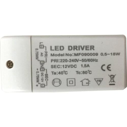 Streamlined LED TRANSFORMER DRIVER Converter power 18W DC 12V 1.5A AC 220-240V DC led lamp bulb light / lifetime warranty
