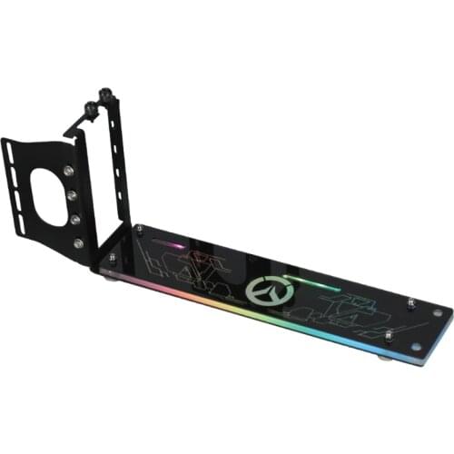 OOTDTY Graphics Card Vertical Holder Computer PCIe 3.0 Vertically GPU Bracket Case kickstand base with LED 5V ARGB aura Sync