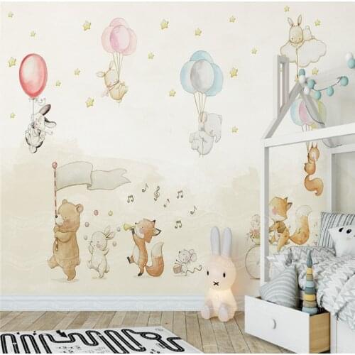 Custom kids cartoon cute animal balloon wallpapers for walls 3D murals photo wall papers for children room background home decor