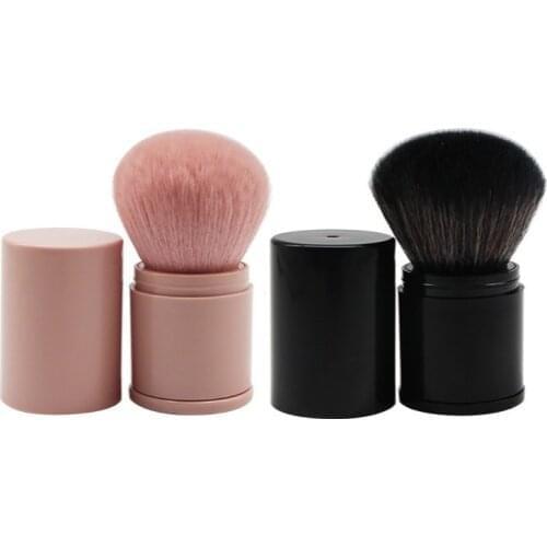Portable retractable makeup brushes with lid face foundation powder eyeshadow Large loose powder blush brush Pink facial brush