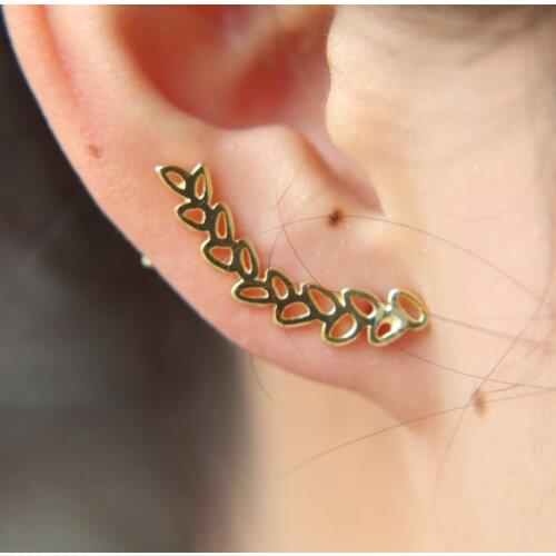 Presents real 925 Sterling Silver Sparkling Leaves Stud Earrings Clear CZ Fashion Jewelry Special for women silver gold