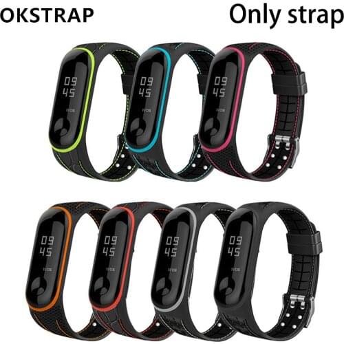 Watchband for Xiaomi Band 3/4/5 /6 Watch Strap Silicone Replacement Wristband Two Color Bracelet