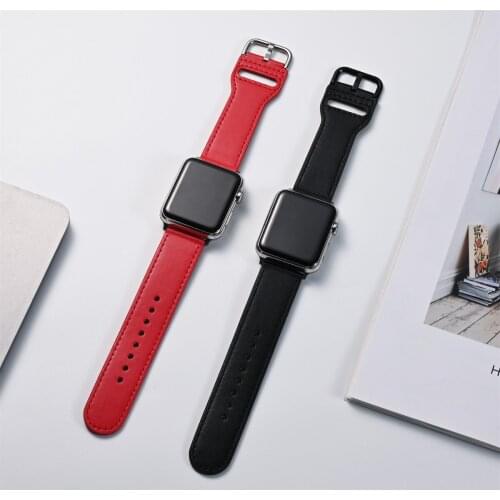 For Apple Watch Band Genuine Leather Smartch Watch Apple Watch 6 5 4 3 2 1 SE 44mm 42mm 38mm 40mm White Blue Pink Black Strap