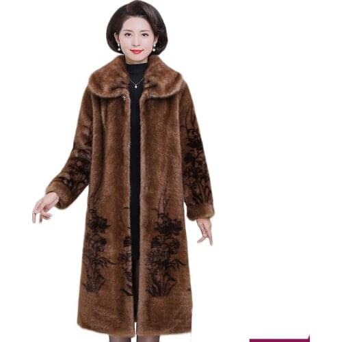 Luxury Clothes NEW Fur Coat Large Size Women Winter Jacket Imitation Mink Fur Long Mink Cashmere Parkas Thick High Quality 1955