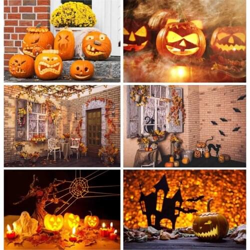 SHENGYONGBAO Happy Halloween Photography Backgrounds Castle Gate Ghost Pumpkin Photo Backdrops For Photo Studio PropsNY2-01