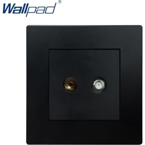 TV SAT Socket Television Satellite Black PC Panel Wallpad Luxury Wall Power Electrical Outlet Sockets