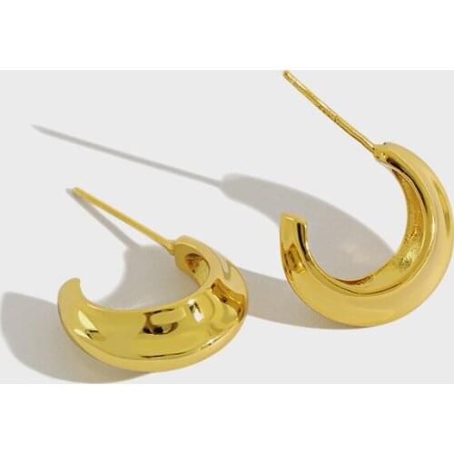 Korean Luxury 925 Sterling Silver Earrings Handmade Geometric 18K Gold Stud Earring for Women Vintage Jewelry Accessories