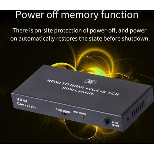HDMI-compatible Audio Extractor to VGA Converter 5.1CH Dolby AC3 DTS With Optical SPIDF Coaxial 3.5mm Jack vga MHL Adapter HD320