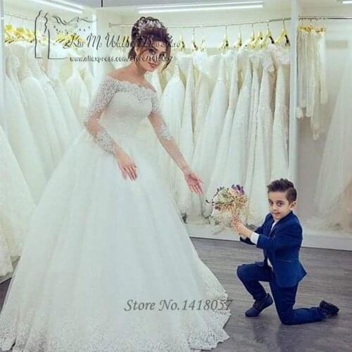 Vintage Romantic Wedding Dresses Long Sleeve White Wedding Gowns Lace Bride Dresses 2017 Vestido de Noiva Manga Longa Princess