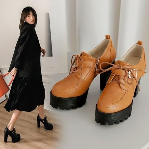 Waterproof platform high heels female 2019 autumn new wild womens shoes round head with thick soles and deep mouth single shoes