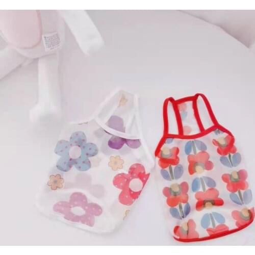 Pet Dog Vest T-Shirt Summer Cat For Puppy Clothes Mesh Teddy Bichon Daisy Sling Skirt Dog Dress For Yorkshire Schnauzer