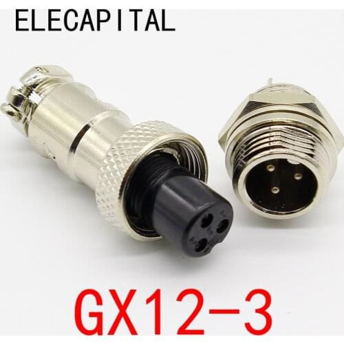 1pcs GX12 3 Pin Male & Female 12mm Wire Panel Connector Aviation Plug L89 GX12 Circular Connector Socket Plug Free Shipping