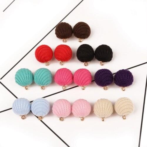 10Pcs/Lot 13mm Multicolour Fabric Wool Art Pendant Balls Charms Beads For Jewelry Making DIY Earrings Findings