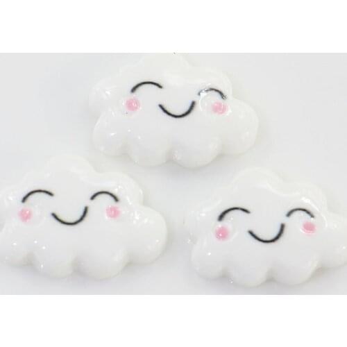 100/50pcs Cute Flatback Resin Smile White Cloud For Scrapbooking Craft Cabochon For Hair Cellphone Decoration