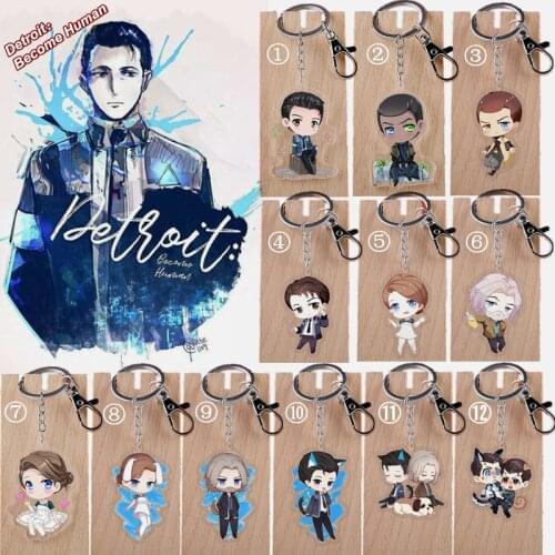 12 Styles Detroit: Become Human Keychain Connor Markus Kara Hank Daniel Key Chain Games Toys Collectible Double Sided Anime