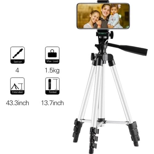 150/130/110/50cm Tripod Adjustable Height Three Sections 1/4 Inches Screw for Smartphone Photography for DSLR SLR Camcorder
