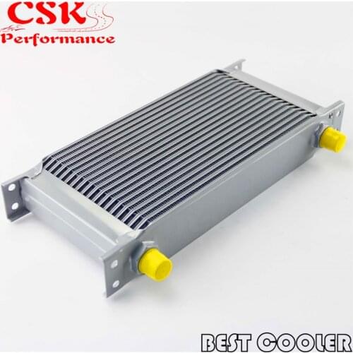 19 Row 8AN Universal Engine Transmission Oil Cooler 3/4"UNF16 AN-8 Silver
