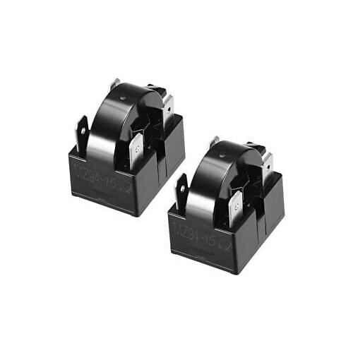 2 Pcs 15 Ohm 4 Pin Refrigerator PTC Starter Relay Black