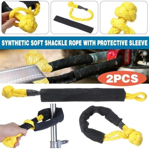 2pcs 1/2" Soft Shackle Synthetic Fiber Rope 38000lbs Trailer Pull Rope Off-Road Recovery Tow Strap UTV For Car Broke Down urgent