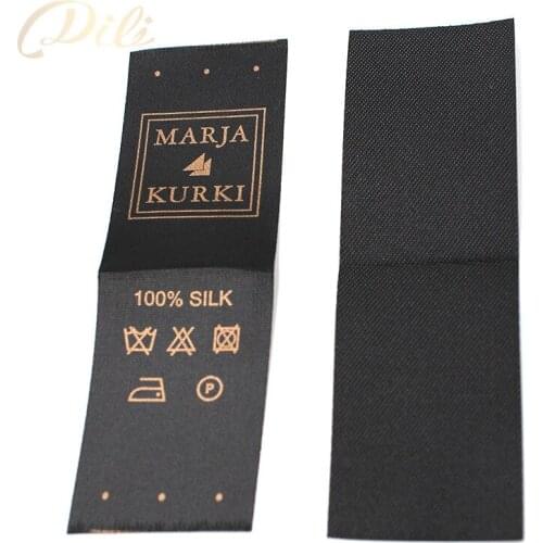 2000pcs/lot customized garment silk care label printed washable stain clothing labels for clothes shoes bags