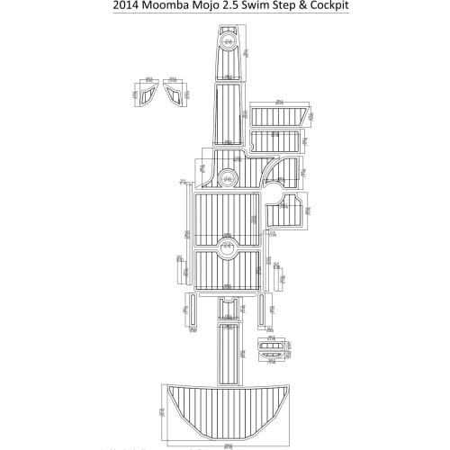 2014 Moomba Mojo 2.5 Swim Step & Cockpit Pad Boat EVA Teak Decking 1/4" 6mm