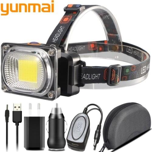 4-color COB White Red Rreen Yellow LED Headlight USB Charging 18650 Battery Head Flashlight Outdoor Camping Light Flashlight