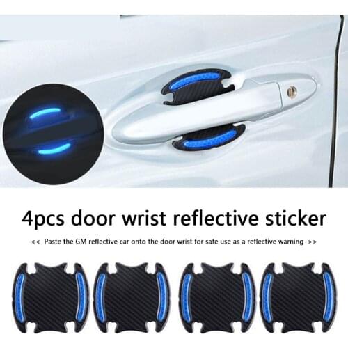 4pcs Car Exterior Door Handle Bowl Sticker Reflective Anti Scratch Safety Warning Strip Tape Universal Auto Accessories For BMW